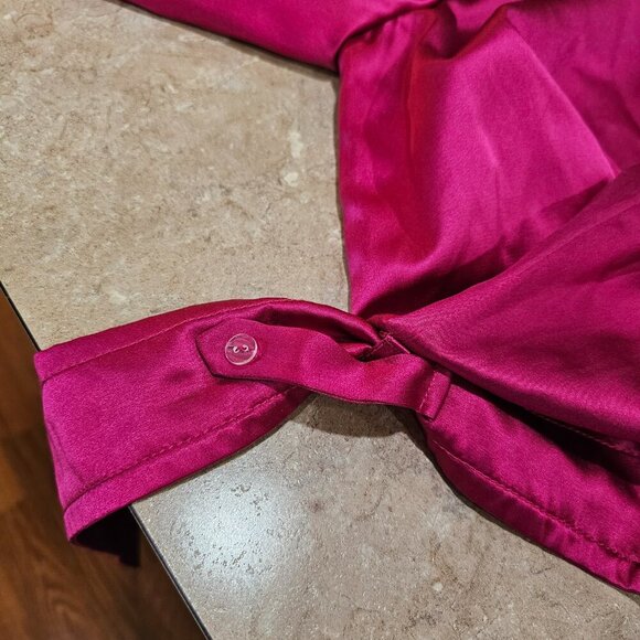 Doncaster‎ Fuchsia Silk Blend Casual Belted Jacket Hidden Buttons Size 6 - Picture 4 of 9